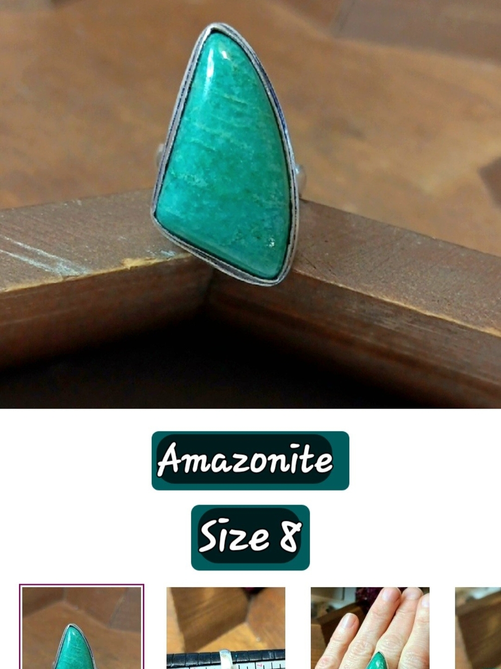 Elegant, HandCrafted, Triangle-Shaped Amazonite Ring